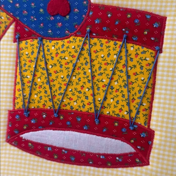 Vintage Style Patchwork Embroidered Hoops Primary Colors Horse Bear Decor - Picture 10 of 10